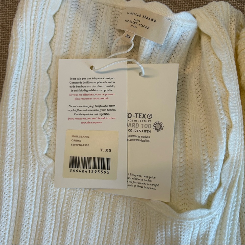 NWT Sezane Anil Jumper - Ecru Ivory Cream French Sweater Knit Top Soft Caus - Picture 8 of 12